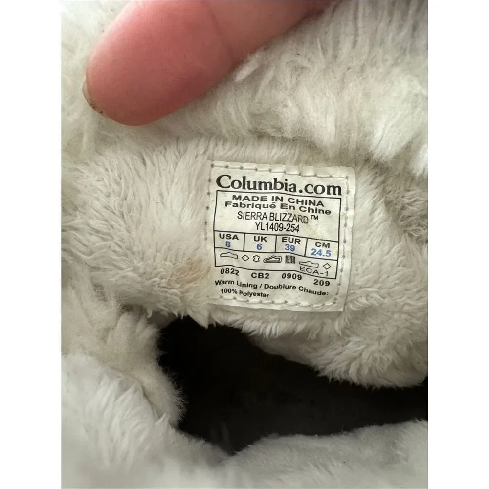 Columbia Techlite SIERRA BLIZZARD Tan Suede Winter Boots Cream Faux Fur Size 8